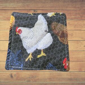 Jar Gripper, Handmade Jar Opener, Black With White Chicken